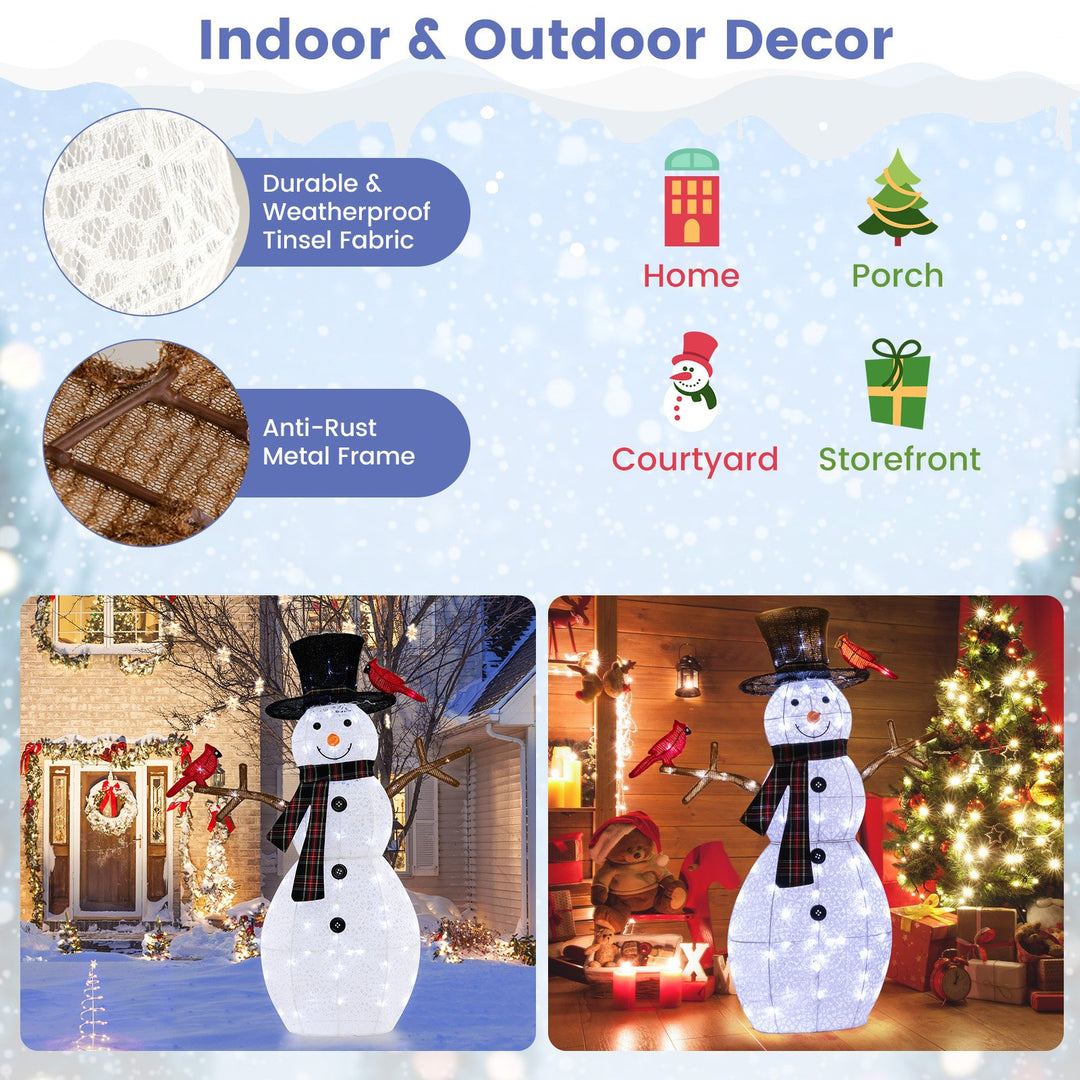 127 CM Pre-Lit Snowman with Warm-White LED Lights for Holiday Winter Decor