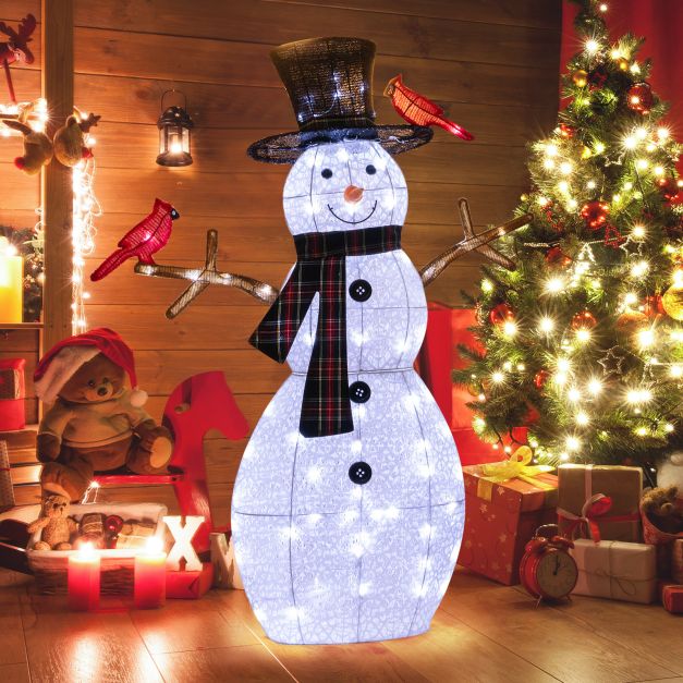 127 CM Pre-Lit Snowman with Warm-White LED Lights for Holiday Winter Decor