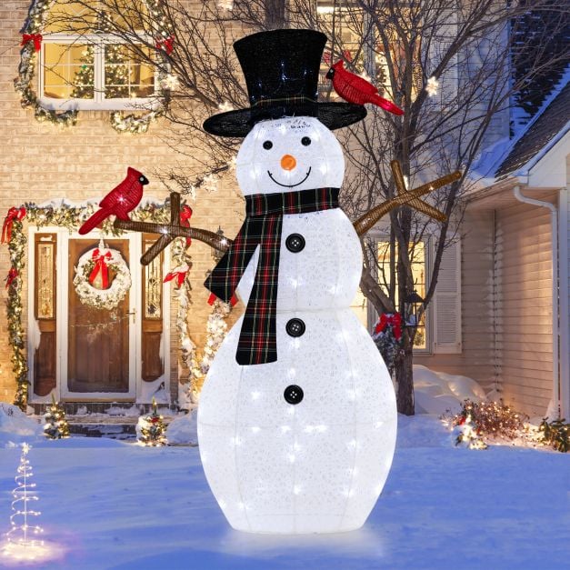 127 CM Pre-Lit Snowman with Warm-White LED Lights for Holiday Winter Decor