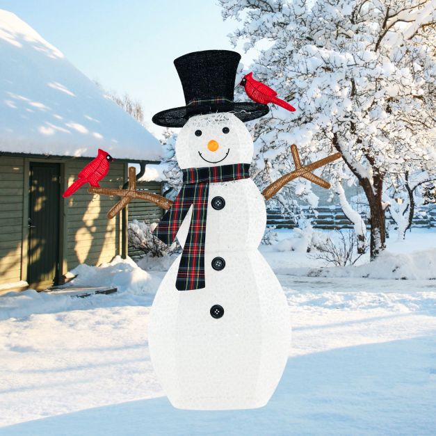 127 CM Pre-Lit Snowman with Warm-White LED Lights for Holiday Winter Decor