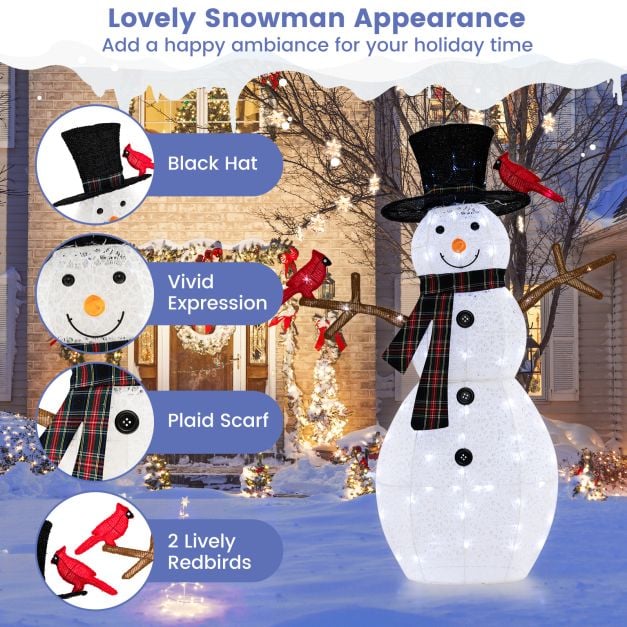 127 CM Pre-Lit Snowman with Warm-White LED Lights for Holiday Winter Decor