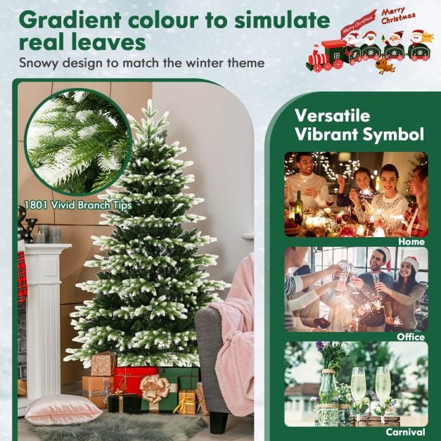 180 cm Artificial Hinged Xmas Tree with 350 LED Lights