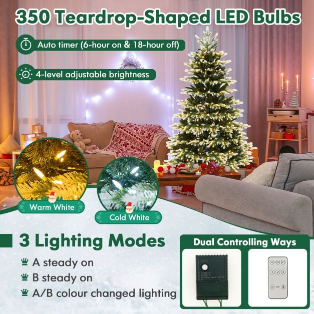 180 cm Artificial Hinged Xmas Tree with 350 LED Lights