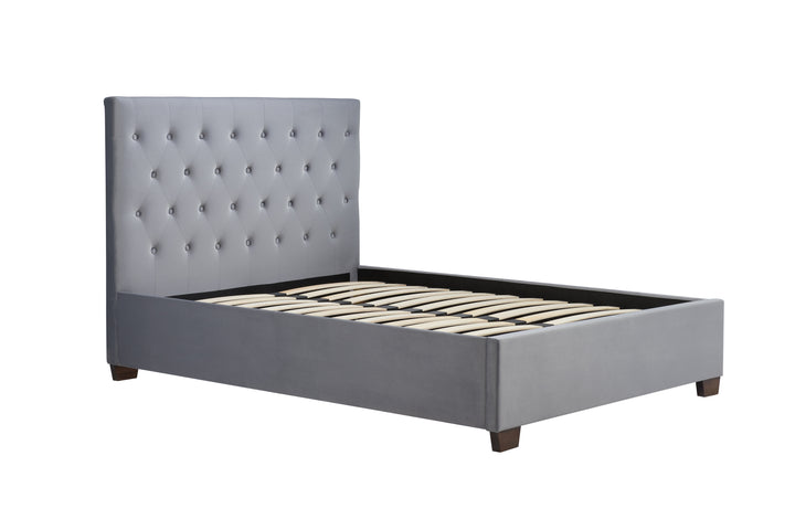 Contemporary Cologne Ottoman Bed with Gas Lift Storage and Button Detailing