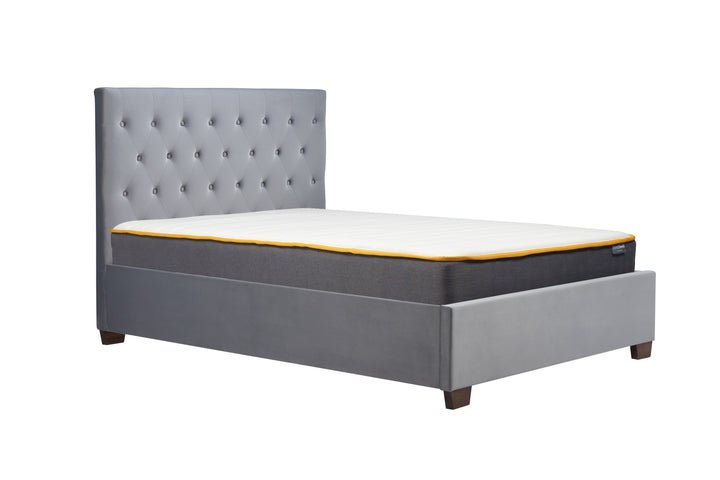 Contemporary Cologne Ottoman Bed with Gas Lift Storage and Button Detailing