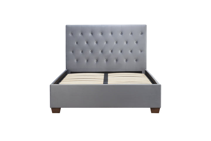 Contemporary Cologne Ottoman Bed with Gas Lift Storage and Button Detailing