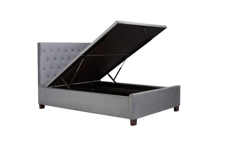 Contemporary Cologne Ottoman Bed with Gas Lift Storage and Button Detailing