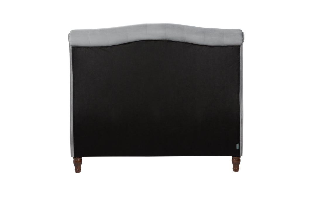 Colorado Sleigh Bed with Rolled Headboard in Luxurious Velvet Finish