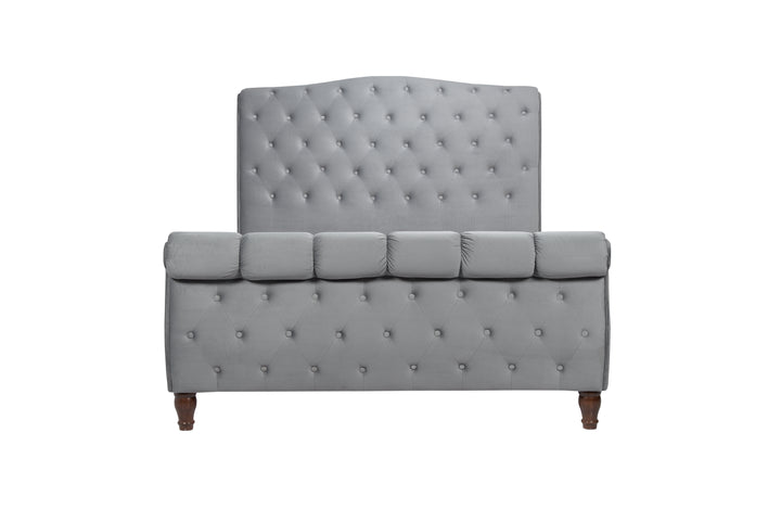 Colorado Sleigh Bed with Rolled Headboard in Luxurious Velvet Finish