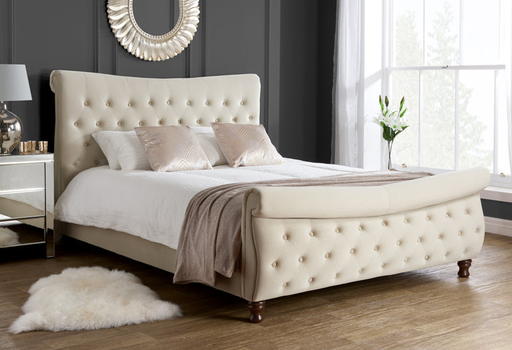 Luxurious Velvet Copenhagen Bed with Deep-Diamond Quilting for Stylish Bedrooms
