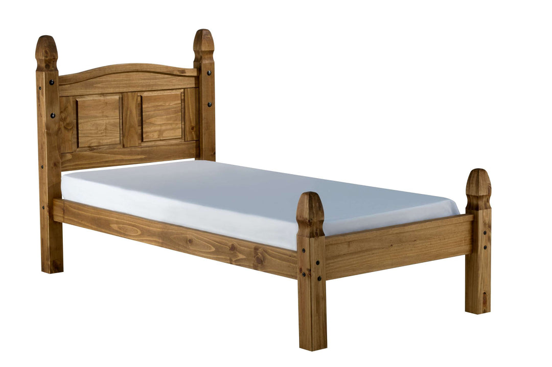Corona Solid Pine Bed with Classic Curves and Stylish Black Stud Detailing