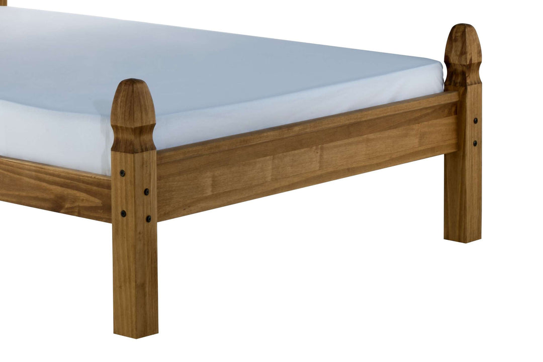 Corona Solid Pine Bed with Classic Curves and Stylish Black Stud Detailing