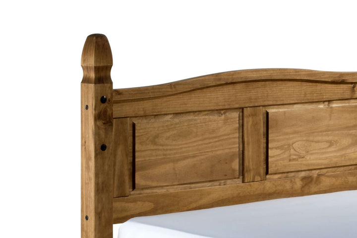 Corona Solid Pine Bed with Classic Curves and Stylish Black Stud Detailing