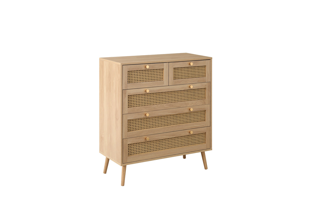 Croxley 5 Drawer Rattan Chest Stylish Storage for Modern Homes