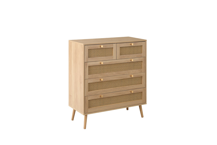 Croxley 5 Drawer Rattan Chest Stylish Storage for Modern Homes