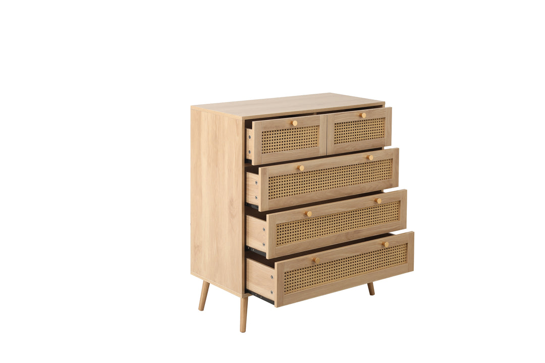 Croxley 5 Drawer Rattan Chest Stylish Storage for Modern Homes