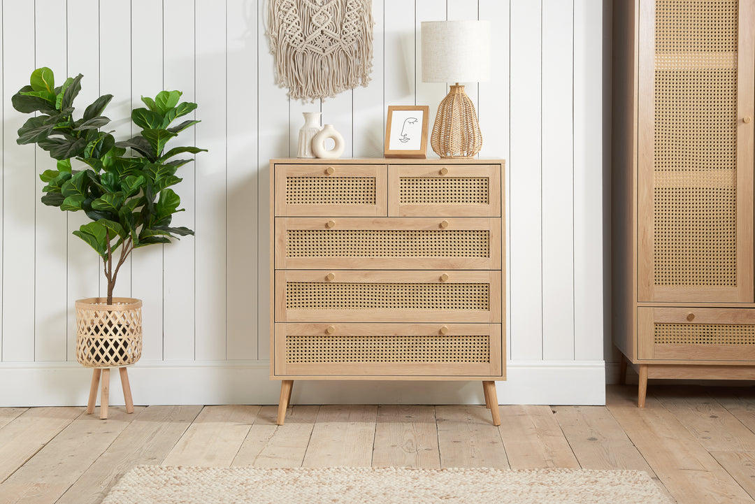 Croxley 5 Drawer Rattan Chest Stylish Storage for Modern Homes