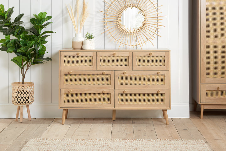 Croxley 7 Drawer Rattan Chest Stylish Storage for Home Decor