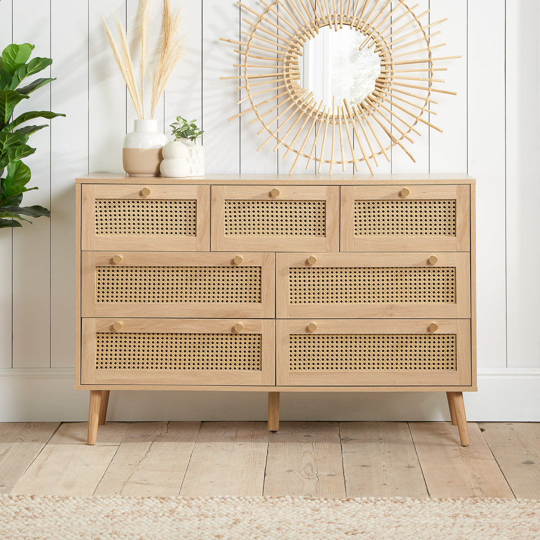 Croxley 7 Drawer Rattan Chest Stylish Storage for Home Decor