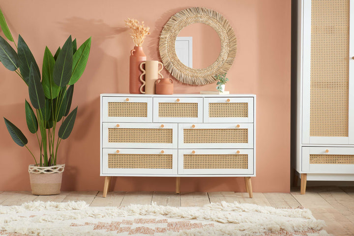 Croxley 7 Drawer Rattan Chest Stylish Storage for Home Decor