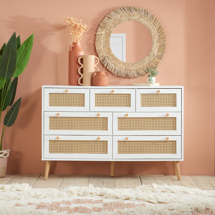 Croxley 7 Drawer Rattan Chest Stylish Storage for Home Decor