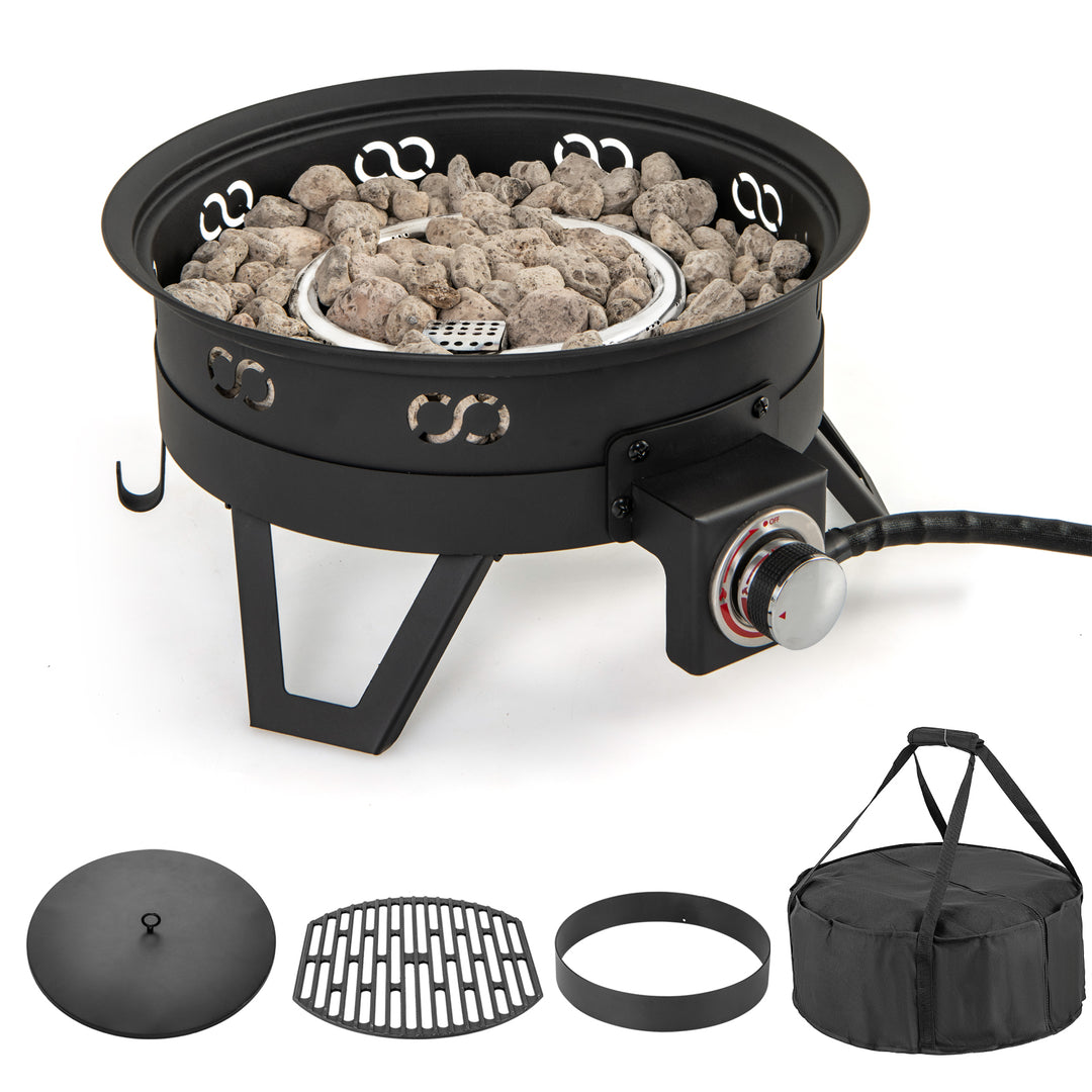 Camping 44cm 58000 BTU Propane Firepit Portable Gas Fire Pit - TidySpaces