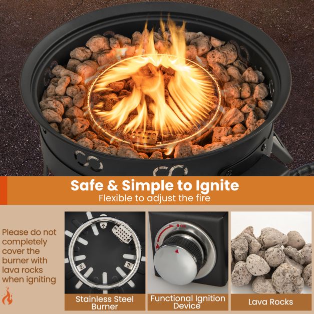 Camping 44cm 58000 BTU Propane Firepit Portable Gas Fire Pit - TidySpaces