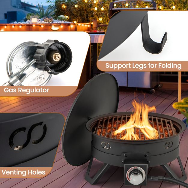 Camping 44cm 58000 BTU Propane Firepit Portable Gas Fire Pit - TidySpaces