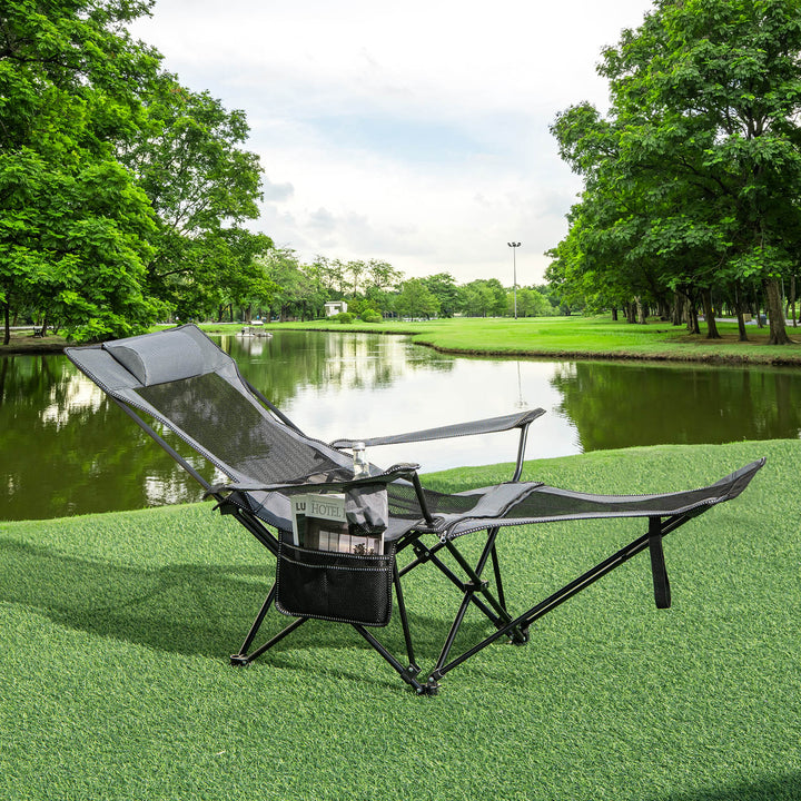 Camping Lounge Chair with Detachable Footrest - TidySpaces