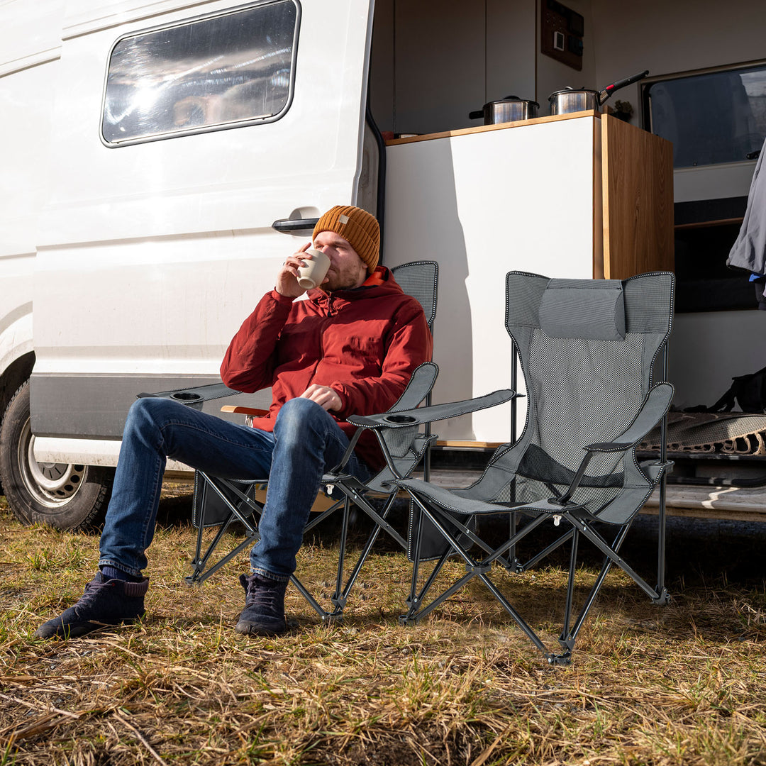 Camping Lounge Chair with Detachable Footrest - TidySpaces