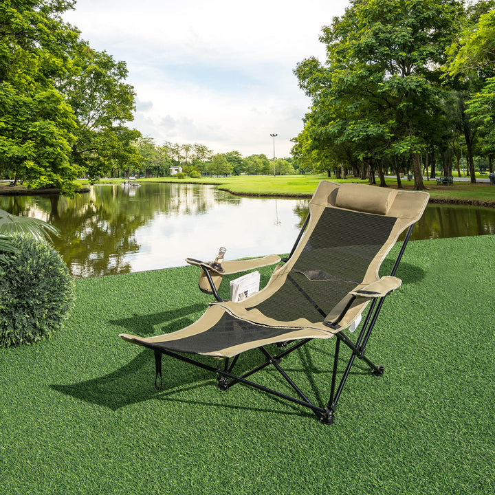 Camping Lounge Chair with Detachable Footrest - TidySpaces