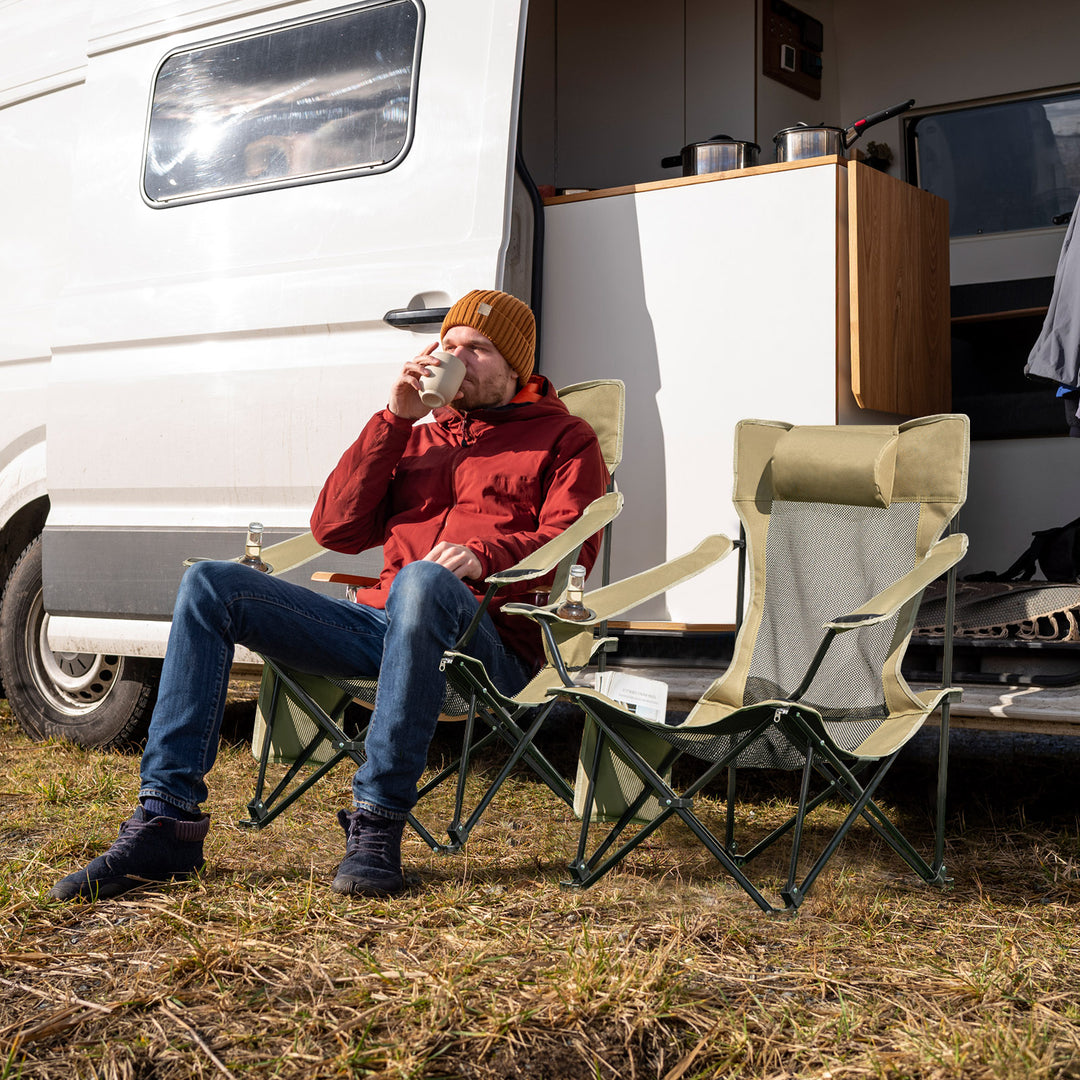 Camping Lounge Chair with Detachable Footrest - TidySpaces