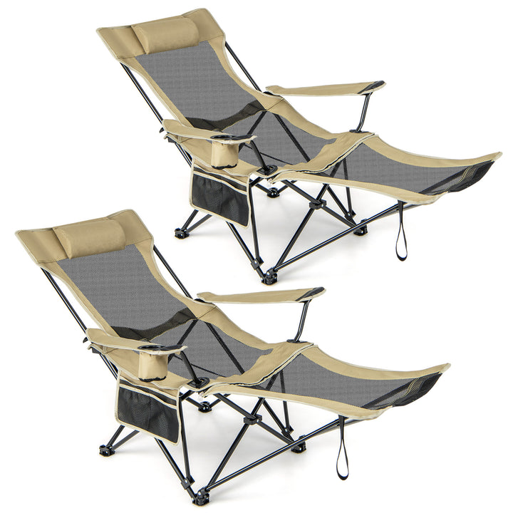 Camping Lounge Chair with Detachable Footrest - TidySpaces