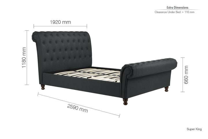 Castello Side Ottoman Bed with Gas Lift Mechanism for Flexible Storage Solutions