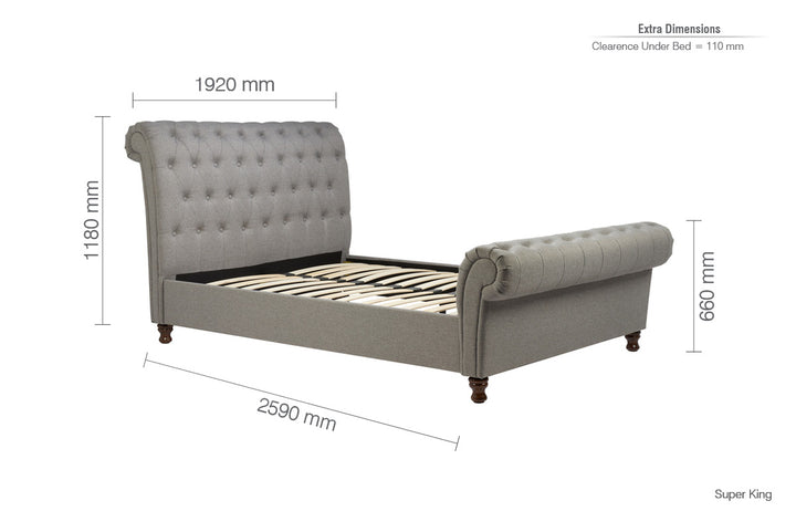 Castello Side Ottoman Bed with Gas Lift Mechanism for Flexible Storage Solutions