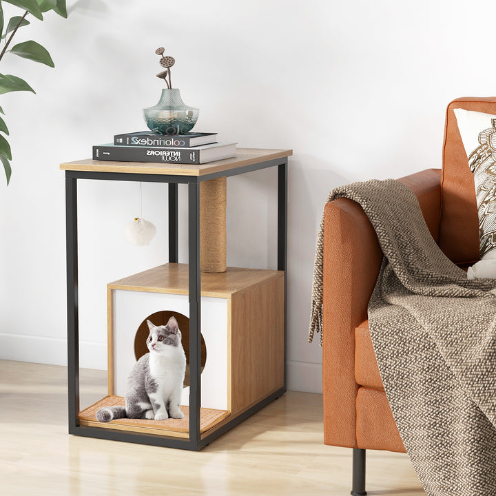 Cat Furniture End Table Cat House with Scratching Post - TidySpaces