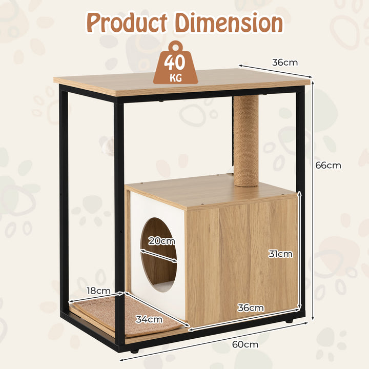 Cat Furniture End Table Cat House with Scratching Post - TidySpaces