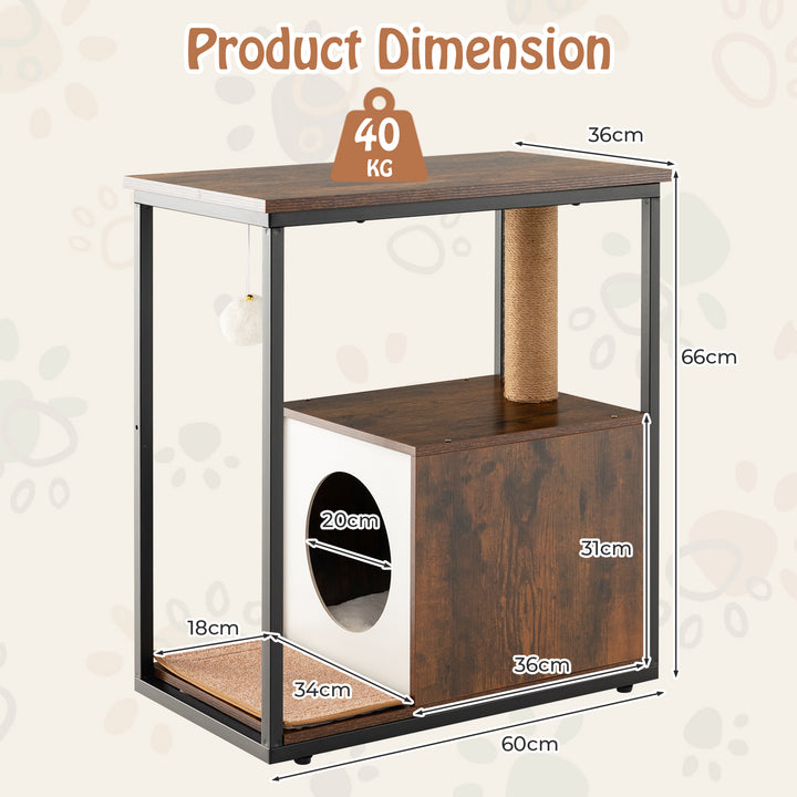 Cat Furniture End Table Cat House with Scratching Post - TidySpaces