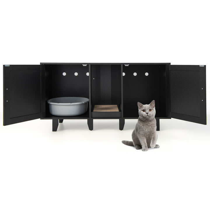 Cat Litter Box Enclosure with Scratching Board