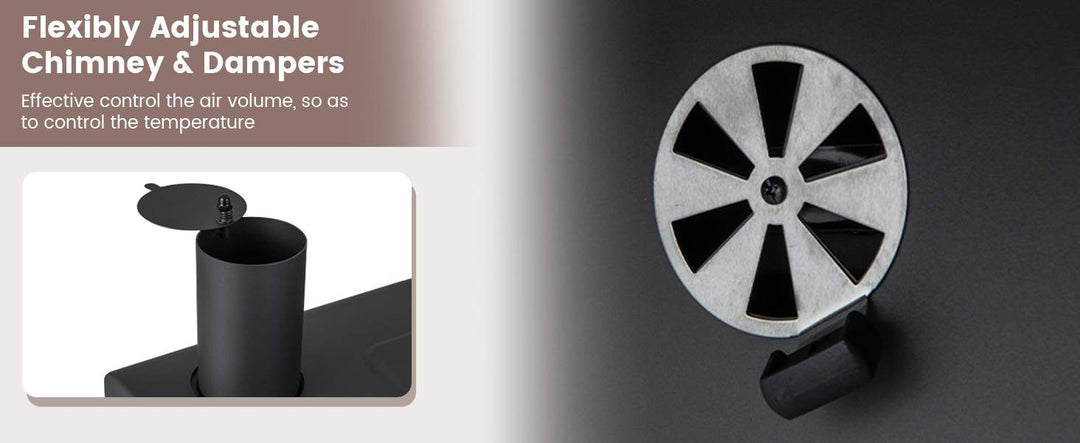 Charcoal BBQ Grill with Foldable Side Tables Hooks and Wheels