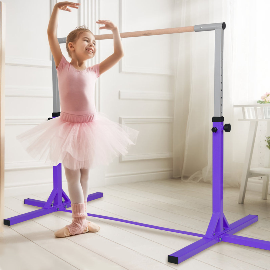 Children's Height Adjustable Gymnastics Training Bar, 90-150cm-Purple