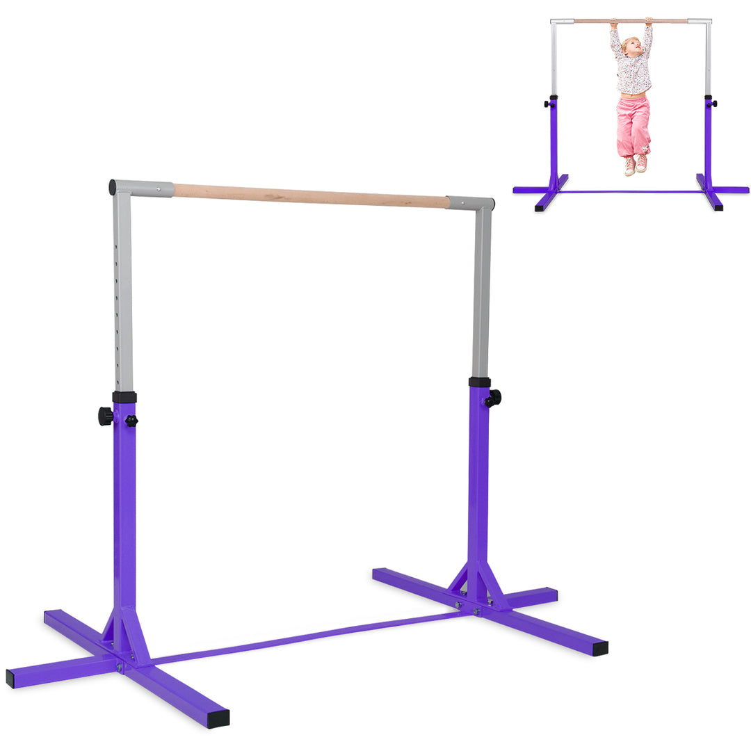 Children's Height Adjustable Gymnastics Training Bar, 90-150cm-Purple