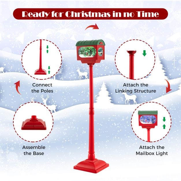 Christmas Sound-activated 150 cm Street Light with Colourful Lights-Red