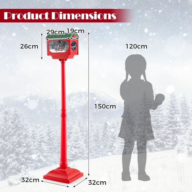Christmas Sound-activated 150 cm Street Light with Colourful Lights-Red
