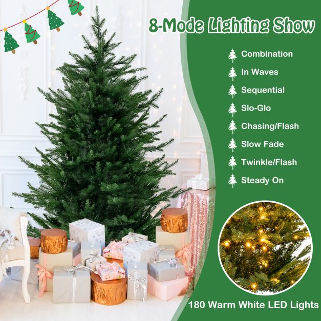 Pre-Lit Christmas Tree with LED Lights and 8 Lighting Modes