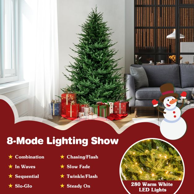 Pre-Lit Christmas Tree with LED Lights and 8 Lighting Modes