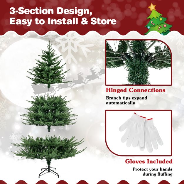 Pre-Lit Christmas Tree with LED Lights and 8 Lighting Modes