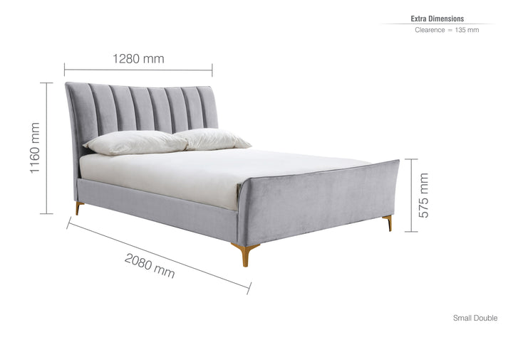 Clover Bed Frame with Stylish Cushioned Headboard and Elegant Gold Feet