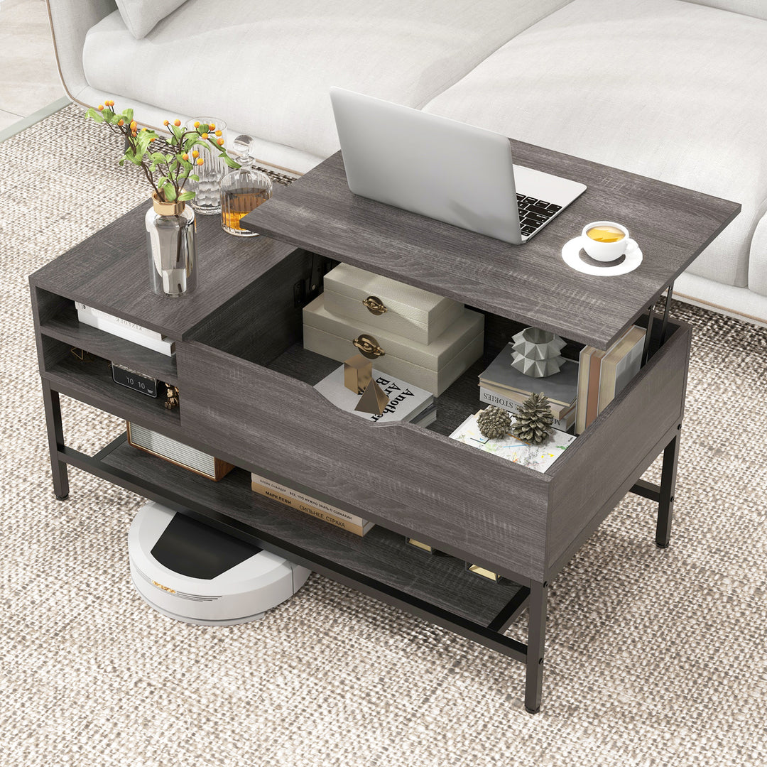 Lift Top Coffee Table with Hidden Compartment and Removable Shelf