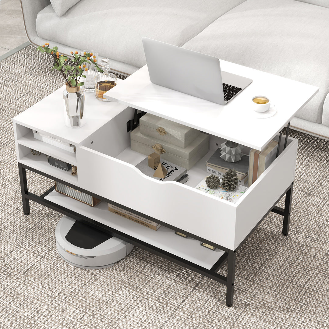 Lift Top Coffee Table with Hidden Compartment and Removable Shelf